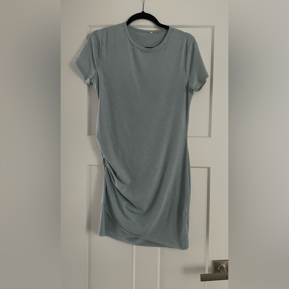 Short Sleeve Blue Maternity Dress